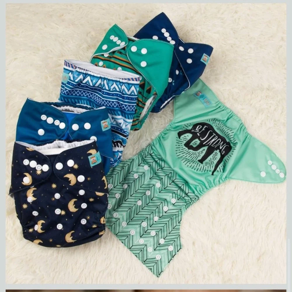 ALVABABY Baby Cloth Diaper 6 Pack w/ 12 Inserts One Size Adjustable Washable - Picture 7 of 9
